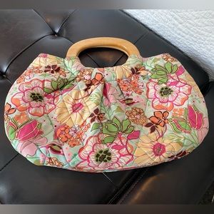 Bright silk Vera collection, multi color floral with wooden handles